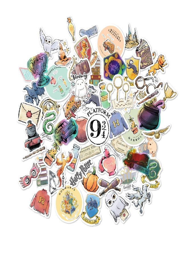 Conquest Journals Harry Potter Watercolor Vinyl Stickers, Set of Unique Sticker Decals, 5 Holograms, Waterproof, UV & Scratch Resistant, Great for Gadgets, Officially Licensed (White Vinyl, 60-Pack) - Image 3