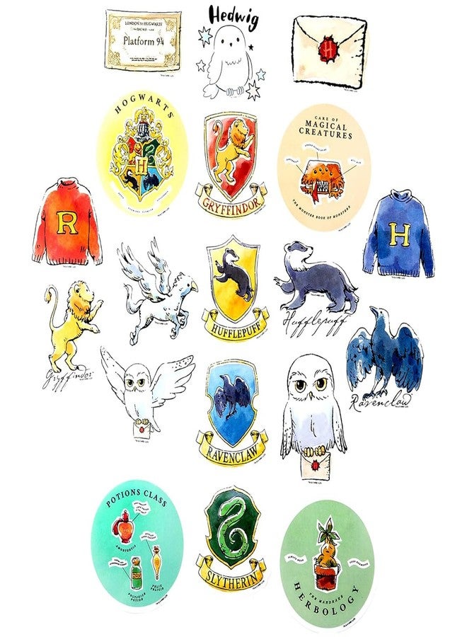 Conquest Journals Harry Potter Watercolor Vinyl Stickers, Set of Unique Sticker Decals, 5 Holograms, Waterproof, UV & Scratch Resistant, Great for Gadgets, Officially Licensed (White Vinyl, 60-Pack) - Image 4