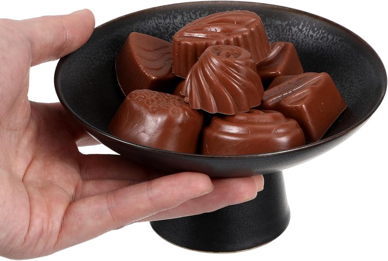 DOITOOL 2 قطع أطباق فواكه سيراميك ذات قاعدة مزخرفة باللون الأسود - Image 2