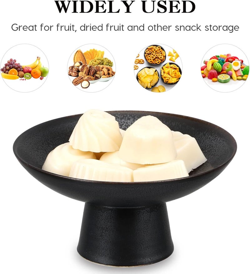 DOITOOL 2 قطع أطباق فواكه سيراميك ذات قاعدة مزخرفة باللون الأسود - Image 3