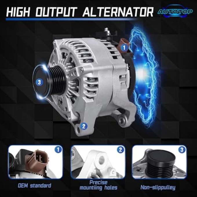 AUTOTOP Alternator 150 A 12 V FIT Ford Mustang 3.7 L V6 (2011-2014) Clockwise 6-Groove Pulley, Direct Replacement for 11623N / 11623/104210-2970 / BR3T-10300-EC - Image 3