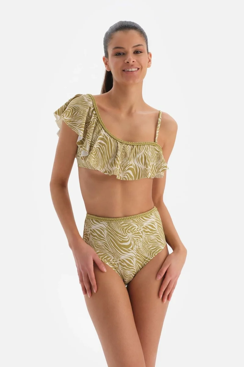 dagi Pistachio Green Flounced Bikini Top