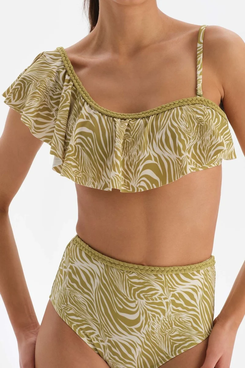 dagi Pistachio Green Flounced Bikini Top