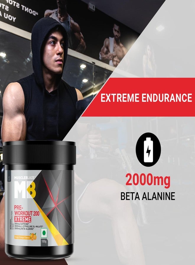 مسل بلايز مسحوق MuscleBlaze Pre Workout 200 Xtreme، بنكهة البرتقال المنعش (15 حصة، 100 غرام) | 200 ملغ كافيين، 3000 ملغ سيترولين - Image 3