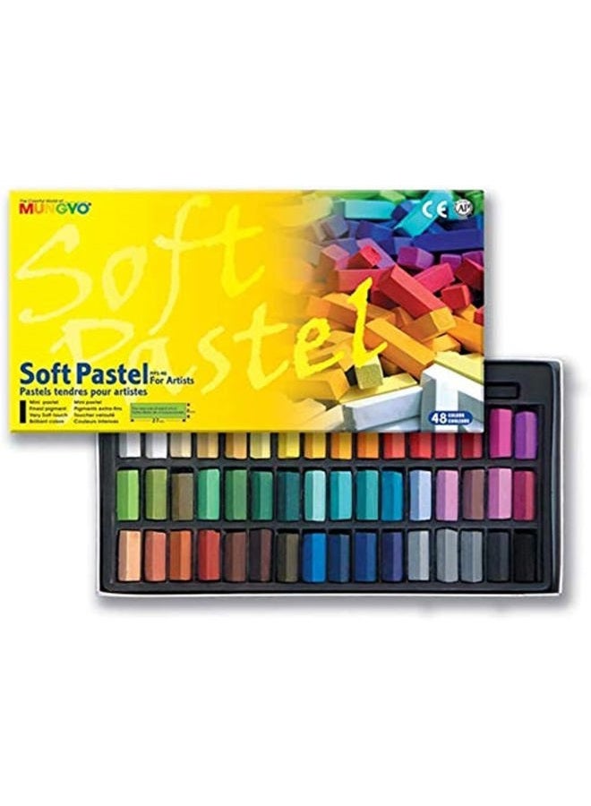 Mungyo Non Toxic Soft Pastel Set of 48 Assorted Colors Square Chalk(US English Version) - New Version - Image 1