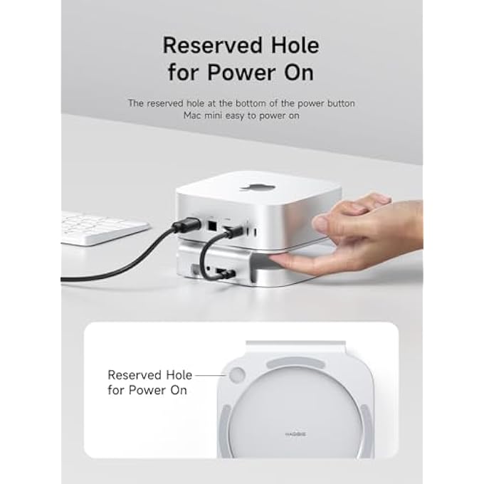 rayihni MAC MINI M4 HUB & STAND WITH 40GBPS SSD ENCLOSURE, 3 IN 1 USB TYPE-C DOCKING STATION WITH 40GBPS M.2 NVME SSD CASE, USB2.0 * 3, 3.5MM JACK AUX (MC60 PRO) - Image 3