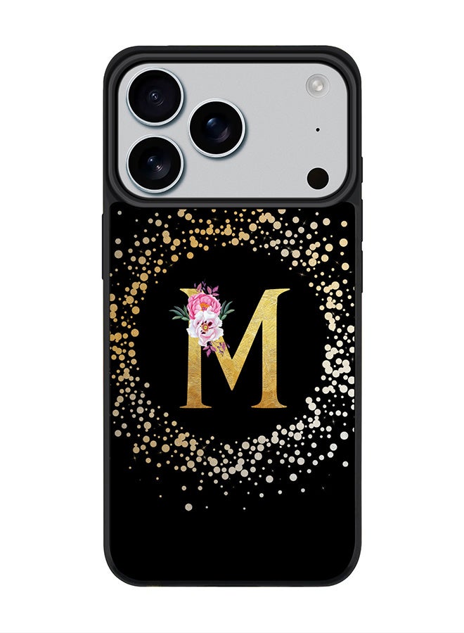 Stylizedd iPhone 17 Pro Case, [Compatible with MagSafe] Slim Magnetic cover Phone Case iPhone 17 Pro -Custom Monogram Floral - M ( Black ) - Image 1