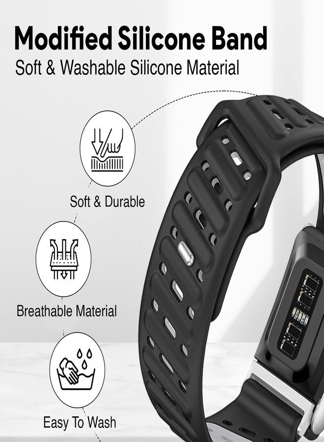 DADO Modified Silicone Sport Replacement Band Compatible with WHOOP 5.0, One, Peak, and Life Fitness Tracker – Breathable, Durable & Comfortable | Not for Whoop Gen 4 (Black Grey, Life/MG) - Image 2