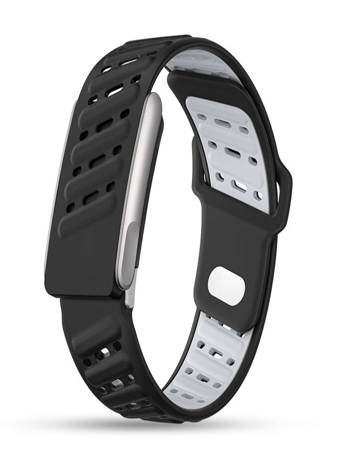 DADO Modified Silicone Sport Replacement Band Compatible with WHOOP 5.0, One, Peak, and Life Fitness Tracker – Breathable, Durable & Comfortable | Not for Whoop Gen 4 (Black Grey, Life/MG) - Image 1