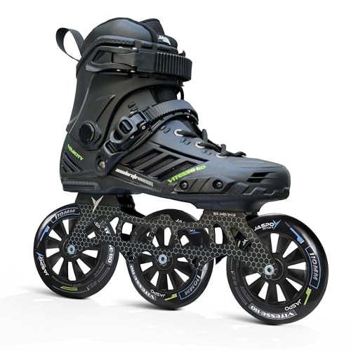 Jaspo Vitesse-110 Inline Shoe Skates 3 Wheels Inline 110mm Roller Skates Blades for Adult Women Men (Extra Large, Black) - Image 1