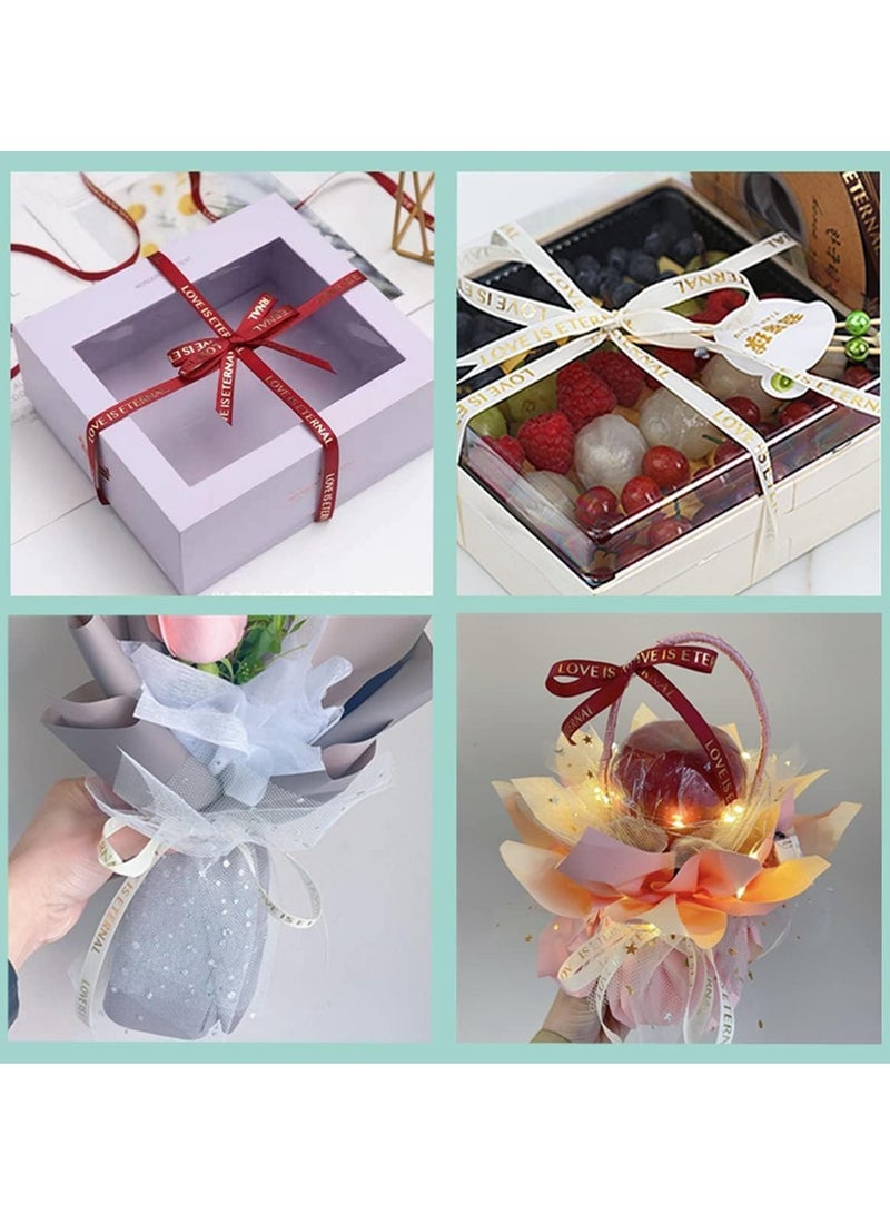 KASTWAVE 2 Rolls Fabric Ribbon Silk Satin Roll, with "Love is Eternal" Printing, 10mm x 36m Thread Ribbon for Gift Wrapping, Handmade Crafts, Flower Bouquet Tied Ribbon - Image 5