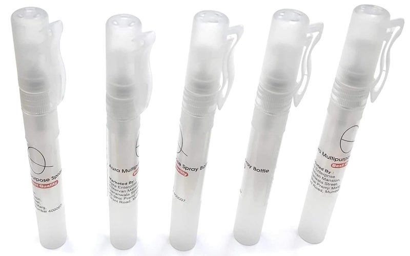 Aura Multipurpose Mist Spray Pet Bottles Empty Spray Bottle Rose Water Hair Spray Daily Use Travel Reusable Refillable Transparent Empty Pocket Spray Bottle Pack Of 5 10 ML - Image 1