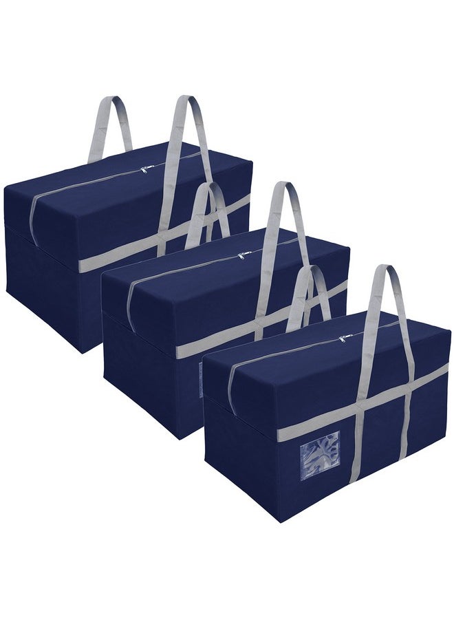 SNDIA SNDIA 3 Pack Extra Large 128 L Nylon Moisture Proof Multipurpose Heavy Duty Toys Storage Bag/Stationery/Blankets/Clothes With Strong Reinforced Handles Rectangular (Blue,80x40x40 cm)  - Image 1