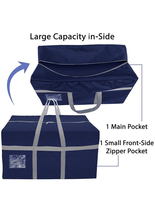 SNDIA SNDIA 3 Pack Extra Large 128 L Nylon Moisture Proof Multipurpose Heavy Duty Toys Storage Bag/Stationery/Blankets/Clothes With Strong Reinforced Handles Rectangular (Blue,80x40x40 cm)  - Image 4