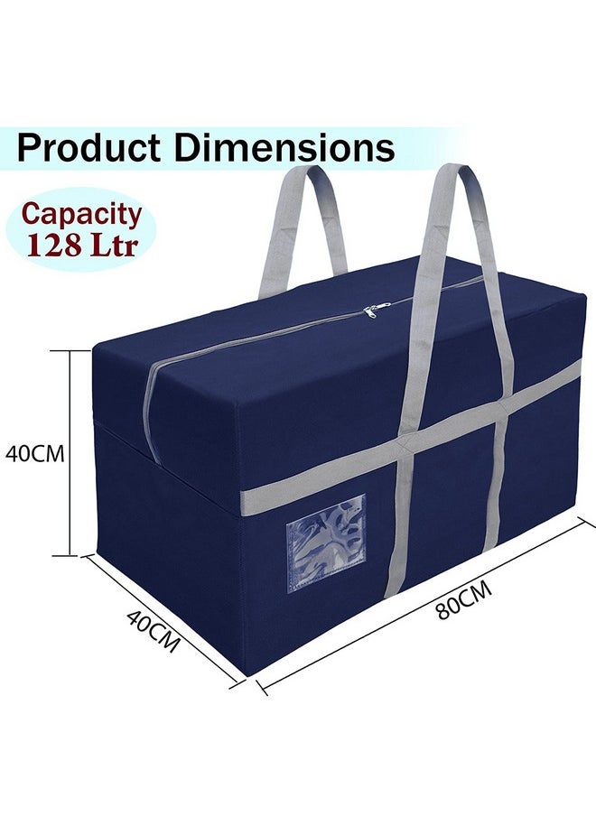 SNDIA SNDIA 3 Pack Extra Large 128 L Nylon Moisture Proof Multipurpose Heavy Duty Toys Storage Bag/Stationery/Blankets/Clothes With Strong Reinforced Handles Rectangular (Blue,80x40x40 cm)  - Image 2