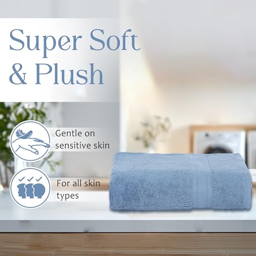 Ambra Linens 500 GSM Highly Absorbent Towel, 100% Cotton, Soft and Plush, All Seasons Use, Large, Everyday Use, Durable (1 Piece of Bath Towel, Sky Blue) - Image 3