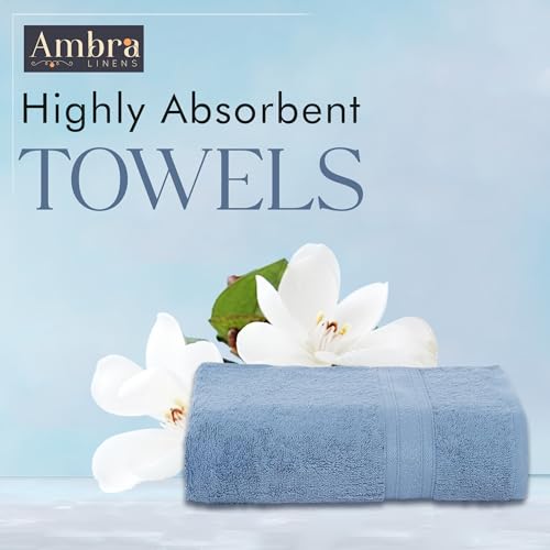 Ambra Linens 500 GSM Highly Absorbent Towel, 100% Cotton, Soft and Plush, All Seasons Use, Large, Everyday Use, Durable (1 Piece of Bath Towel, Sky Blue) - Image 2