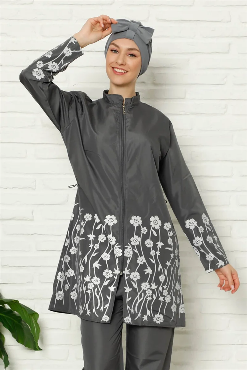 Akbeniz Full Hijab Floral Printed Swimsuit 31026