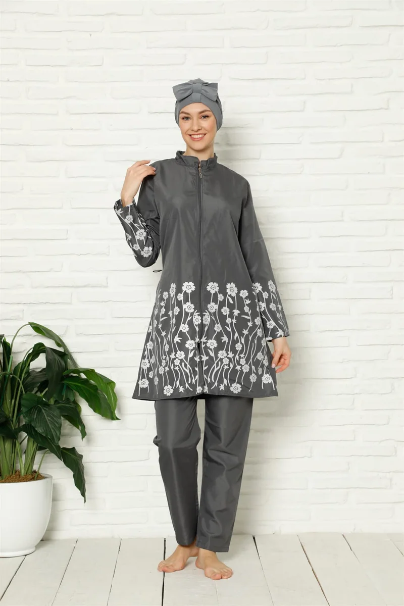 Akbeniz Full Hijab Floral Printed Swimsuit 31026