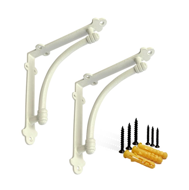 NACH Decorative Shelf Brackets 2 Pack of 7 x 15 x 7 inch White Cast Iron Shelf Brackets Decorative Brackets White Half Round Style Brackets