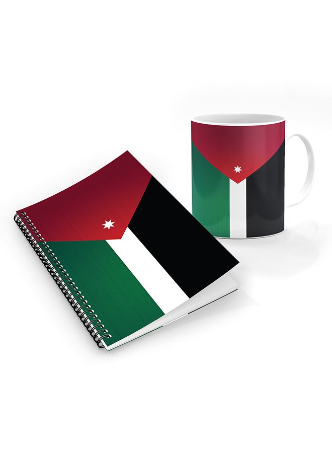 Stylizedd Designer Printed Coffee Mug + A5 Spiral Notebook Memo Notepad Journal Personalised Combo Gift Set Flag of Jordan