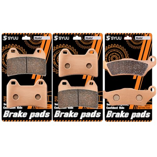 S SYUU Sintered Metal Motorcycle Brake Pads - Front & Rear - Heat Resistant - Compatible with Travel 1050 1090 1190 Adventure R 2013 2014 2015 2016 1290 Super Adventure S/R 2015 2016 FA244 FA244 FA181 - Image 1