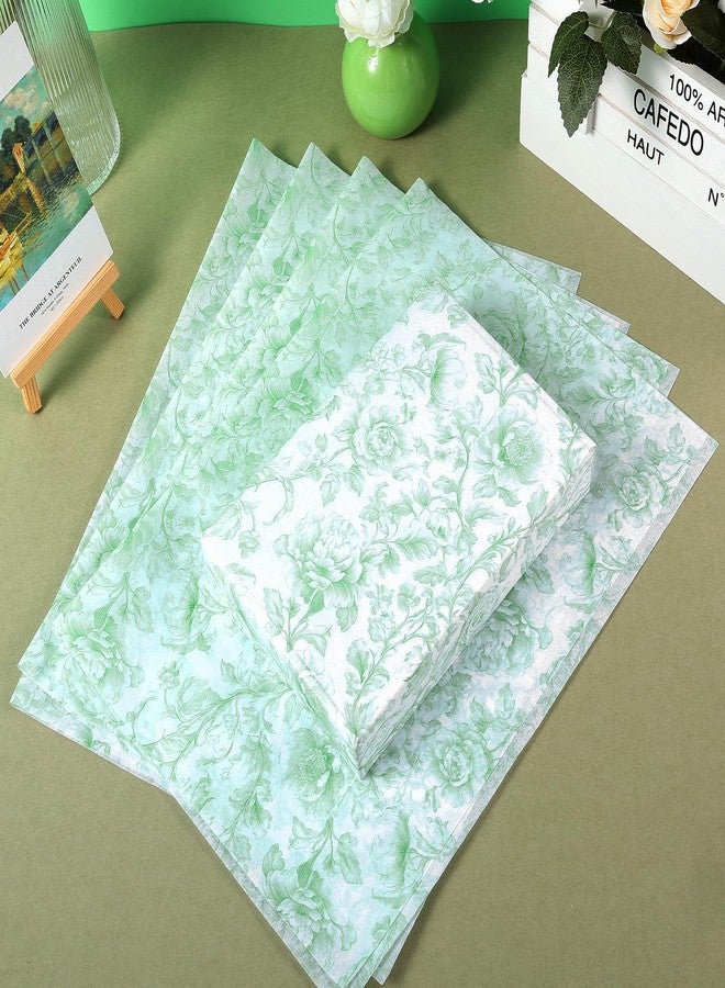 Fabllewavi 100 Sheets Sage Green Flower Tissue Paper, Vintage Flower Pattern Wrapping Paper for DIY Crafts Birthday Wedding Party Supplies, 13.8 x 19.7 Inch - Image 4