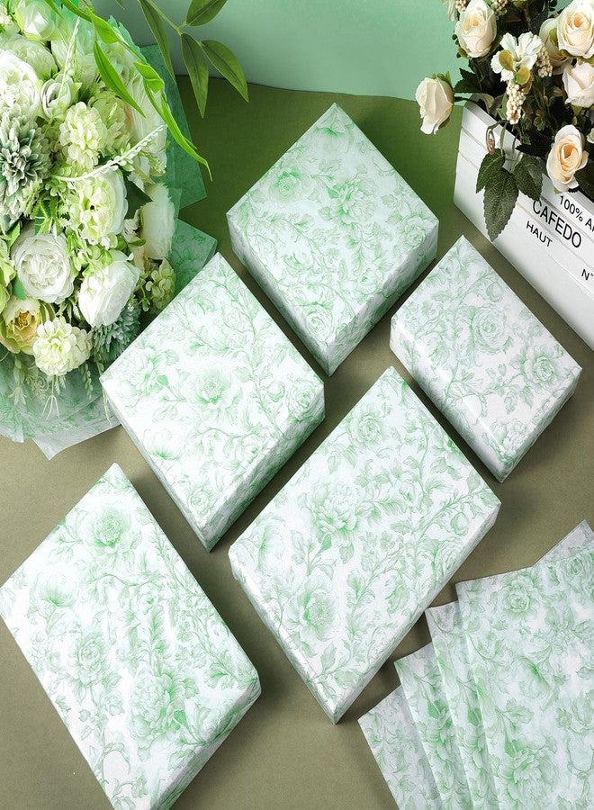 Fabllewavi 100 Sheets Sage Green Flower Tissue Paper, Vintage Flower Pattern Wrapping Paper for DIY Crafts Birthday Wedding Party Supplies, 13.8 x 19.7 Inch - Image 5