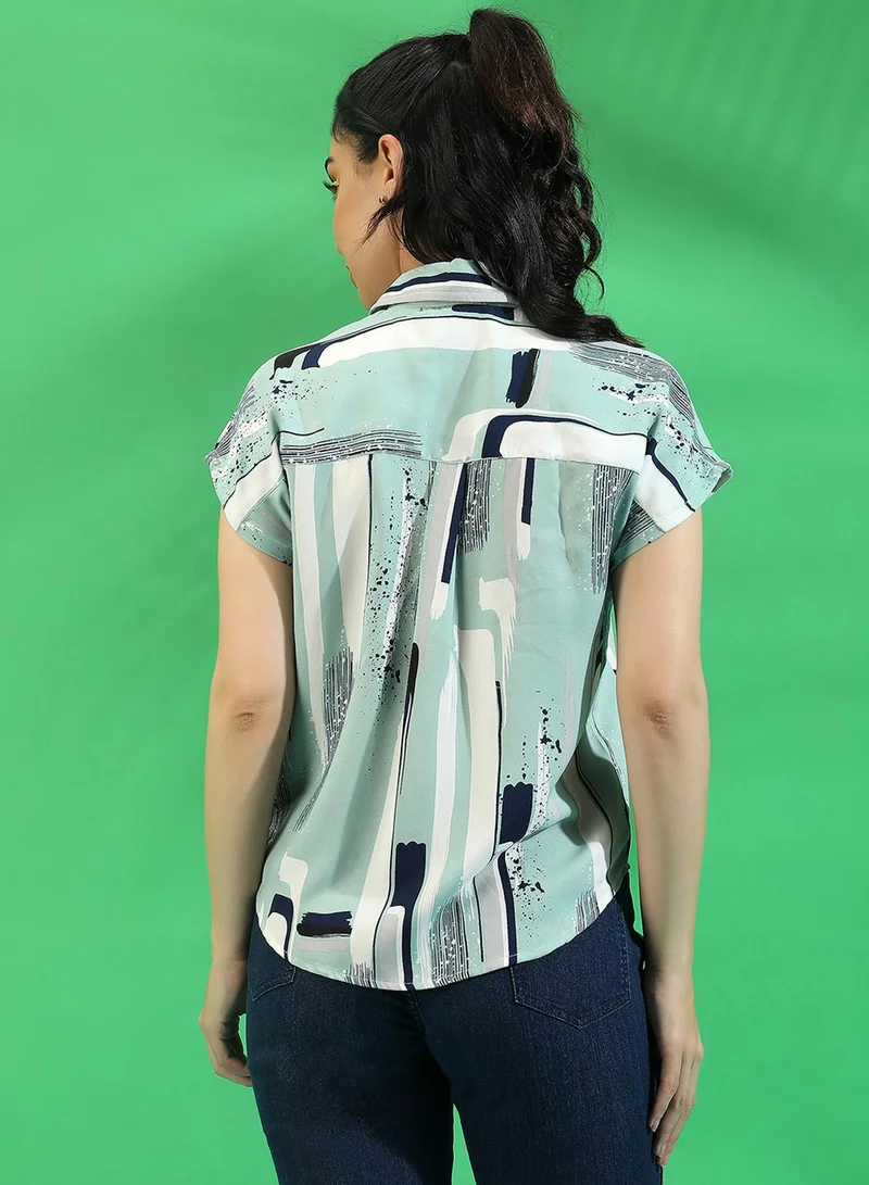 PINACOLADA Women's Mint Green Abstract Top