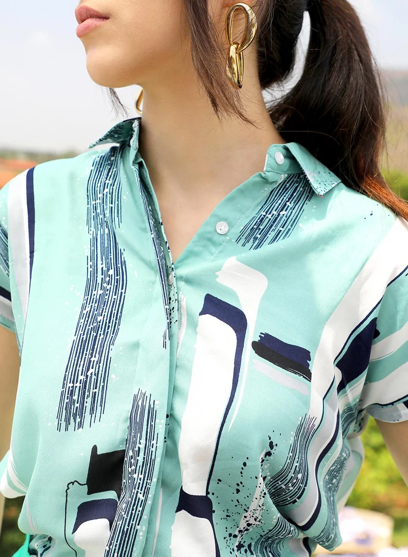 PINACOLADA Women's Mint Green Abstract Top
