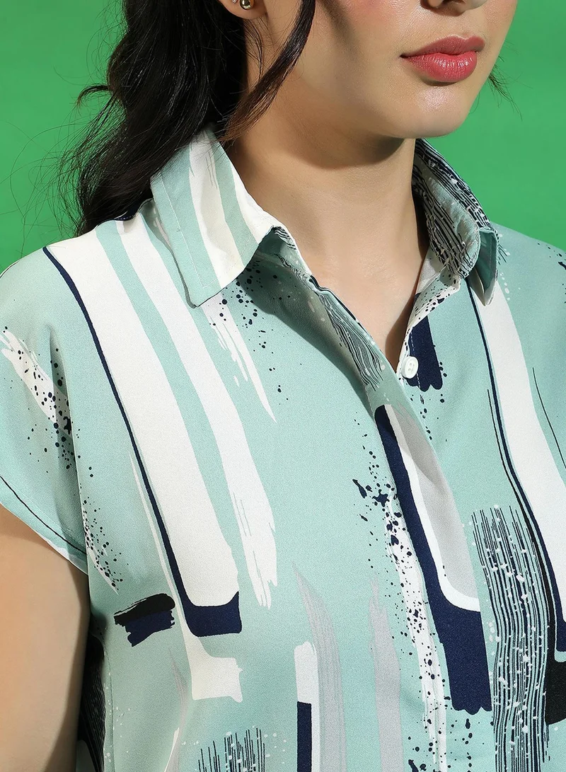 PINACOLADA Women's Mint Green Abstract Top