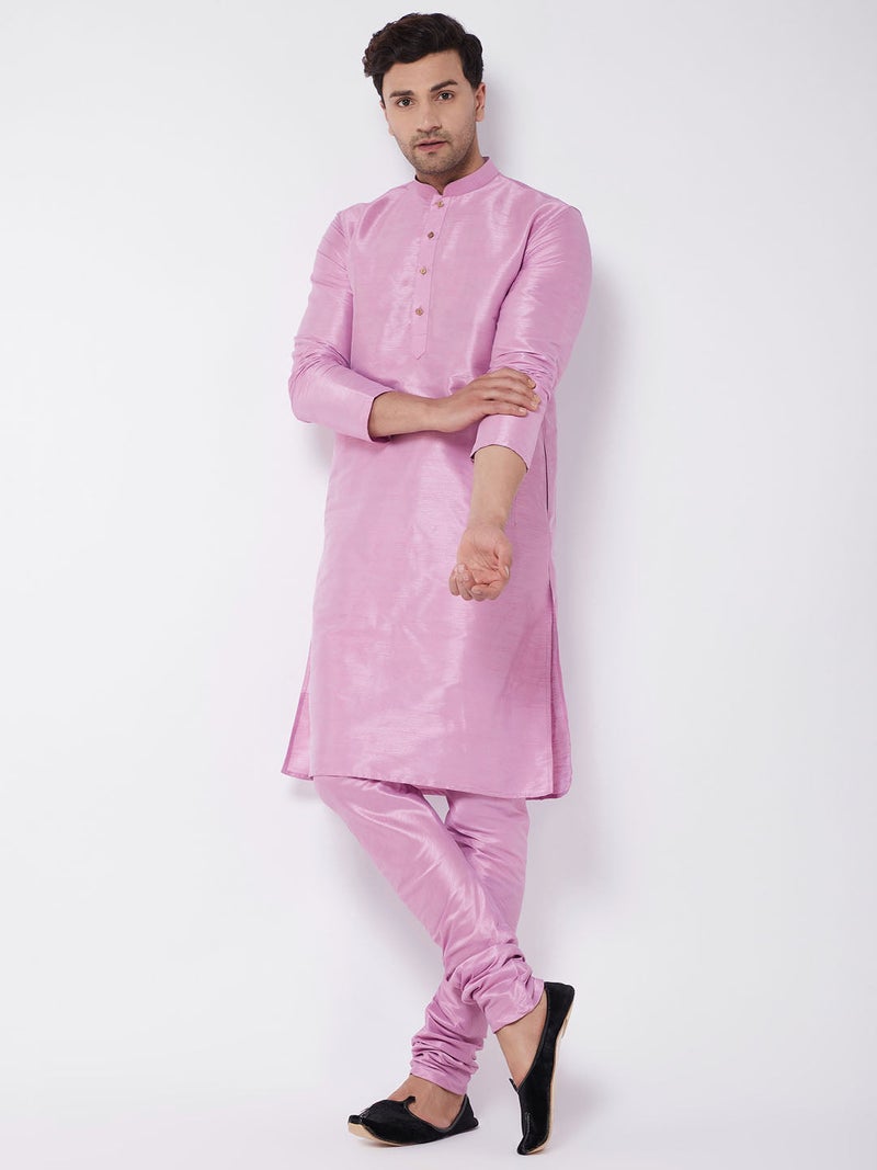 PRASHA Men's Onion Pink Silk Blend Kurta Only - Image 1