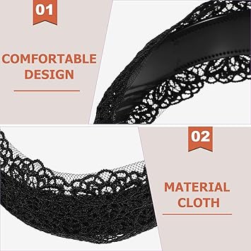 Minkissy Black Lace Hair Hoop Broadside Lace Headband Wide Hair Hoop Floral Lace Headband Gothic Lace Headband for Women Girls Black - Image 3