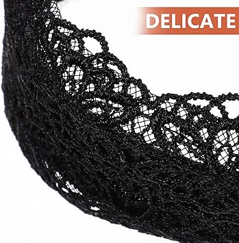 Minkissy Black Lace Hair Hoop Broadside Lace Headband Wide Hair Hoop Floral Lace Headband Gothic Lace Headband for Women Girls Black - Image 2
