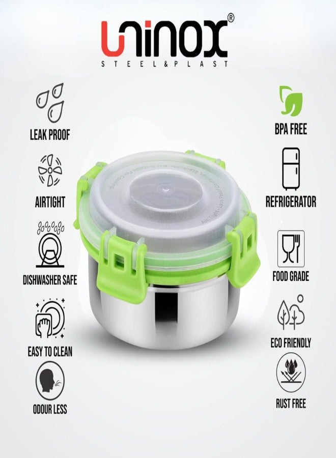uninox Smart Lock Stainless Steel Lunch Box |Airtight & Leak-Resistant Design | Durable | Versatile | BPA-Free Safe Lid | for Office,School,Travel | Green | 425 ml | 1 Piece - Image 4