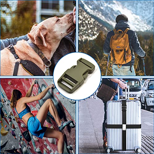 MELORDY 1 inch Buckles Straps Set with 10 Yards Nylon Webbing, 10 pcs Quick Side Release Plastic Buckle, 20 pcs Tri-glide Slide Clip for Luggage and Backpack Replacement (Army Green) - Image 5