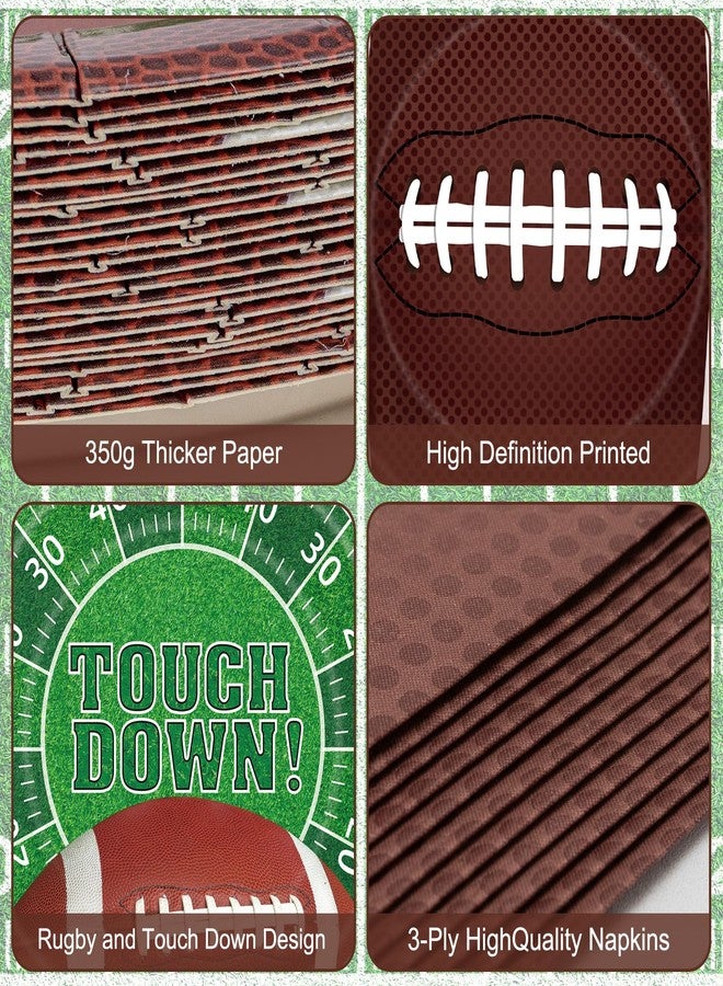 Litmitfu 96 Pcs Football Party Supplies Kit - Football Plates and Napkins Sets, Touchdown Party Paper Dinner Dessert Plates Luncheon Napkins Tableware for Football Birthday Game Day Tailgate Party Table Decor - Image 4