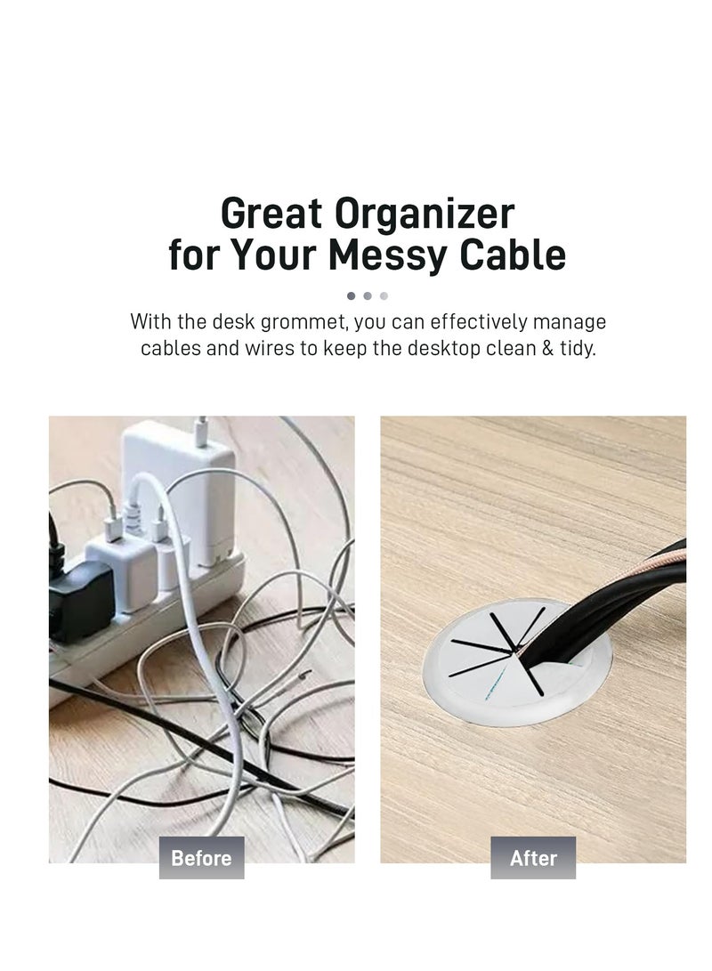 Desk Grommet 6 Pcs Flexible Cable Hole Covers with Saw Ideal Solution for Office and Home Table White 2Inch 50mm - Image 3