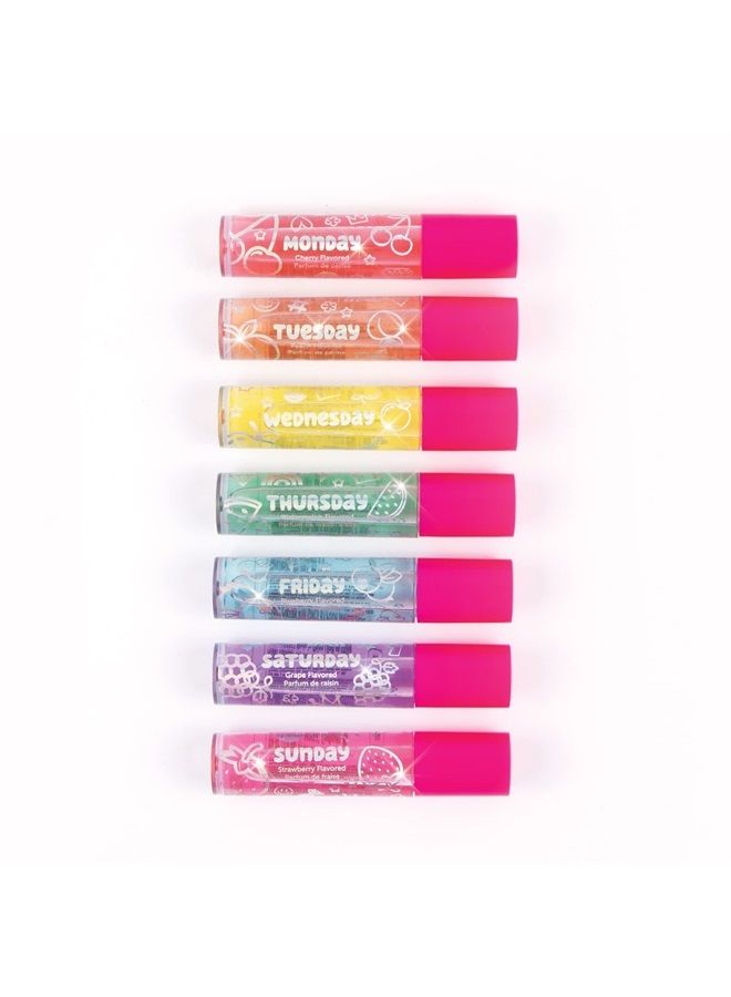 Make It Real Three Cheers for Girls Days of the Week Lip Gloss Set for Girls - 7 Pack Kids Lip Gloss Kit for Girls, Tweens & Teens - Clear Flavored Lip Gloss Makeup Kit - Roll On Lip Gloss for Girls 8-10-12-14 - Image 1