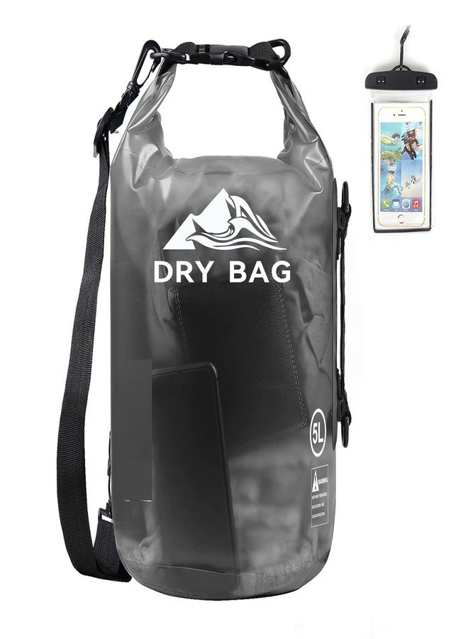 Delzon Lightweight Dry Sack with Seals and Waterproof Case Roll Top Dry Bag Backpack for Beach,Boating, Hiking (Black, 5 Liter) - Image 1