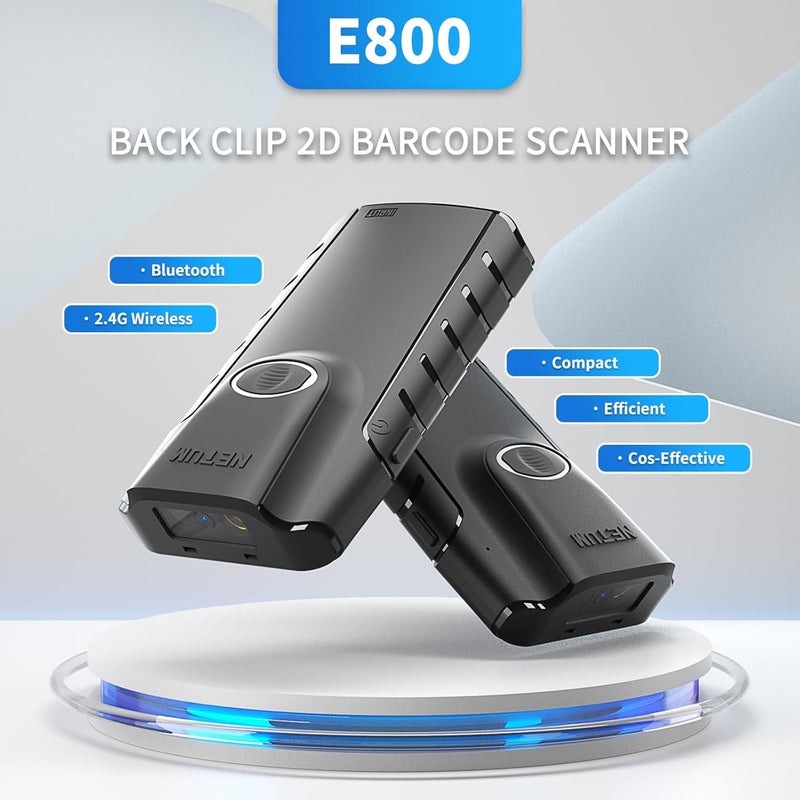 NETUM Bluetooth 2D Barcode Scanner, 3-in-1 Small Portable QR Bar Code Reader Automatic Wireless Gun Scan Back Clip Work with Tablet iOS Android Windows MacOS for Warehouse Inventory POS (2D - E800) - Image 2