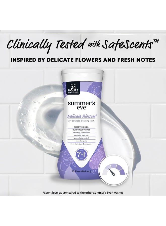 Summer's Eve Delicate Blossom Daily Refreshing All Over Feminine Body Wash, Removes Odor, Feminine Wash pH Balanced, 15 fl oz, 3 Pack - Image 4