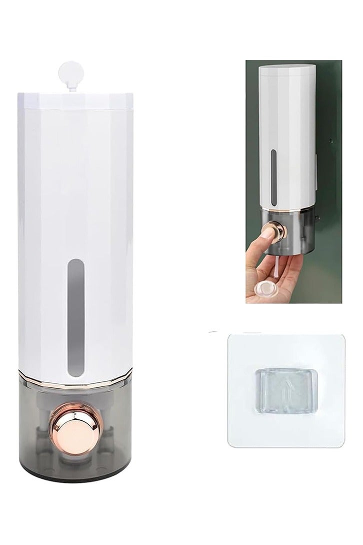 400ml Wall Mounted Soap Dispenser with Adhesive Hooks, No Drilling Gel and Shampoo Dispensers, Wall Mounted Bathroom Soap Dispenser for Kitchen - Image 1