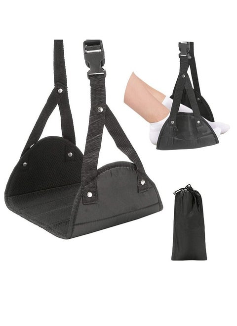 COOLBABY Portable Adjustable Folding Leg Hammock.Footrest Hammock  For Airplane. Office.Under Desk.Car. Home Relaxation.Black