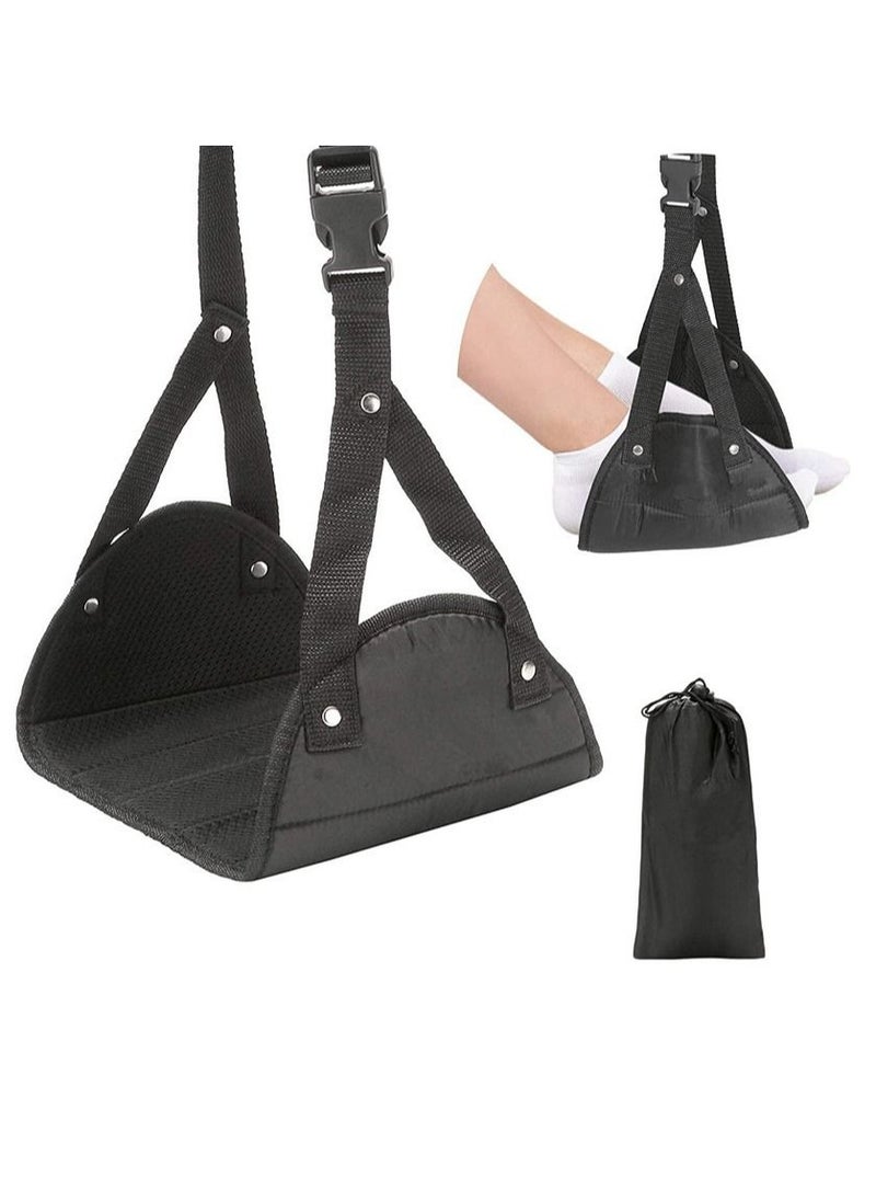 COOLBABY Portable Adjustable Folding Leg Hammock.Footrest Hammock  For Airplane. Office.Under Desk.Car. Home Relaxation.Black