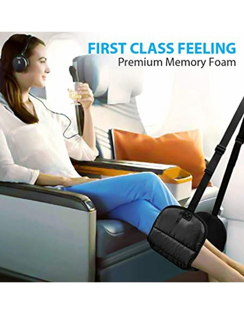 COOLBABY Portable Adjustable Folding Leg Hammock.Footrest Hammock  For Airplane. Office.Under Desk.Car. Home Relaxation.Black