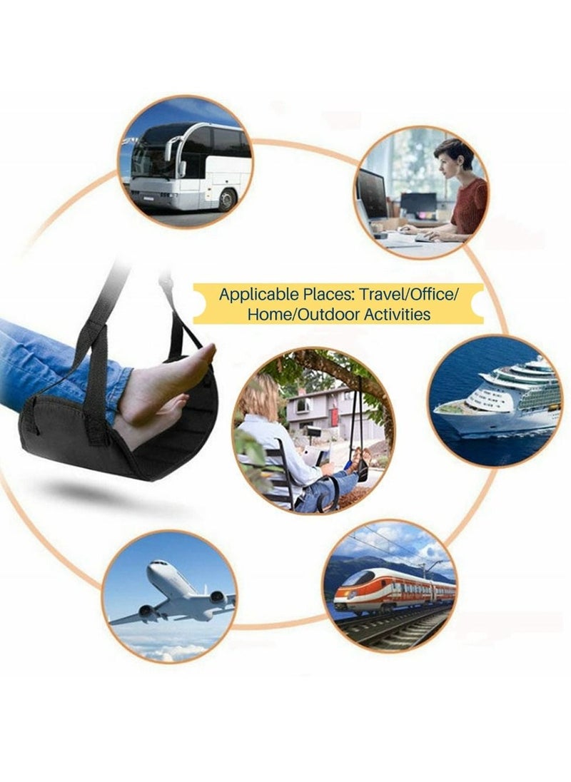 COOLBABY Portable Adjustable Folding Leg Hammock.Footrest Hammock  For Airplane. Office.Under Desk.Car. Home Relaxation.Black