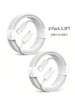 Original Fabric Fast Charging Cable USB C to USB C Apple Specifications, 2 Pieces 60W, Fast Charging Cable for iPhone 15/15 Plus/15 Pro/15 Pro Max, for Galaxy S24 S23 S22, iPad Pro, MacBook Air