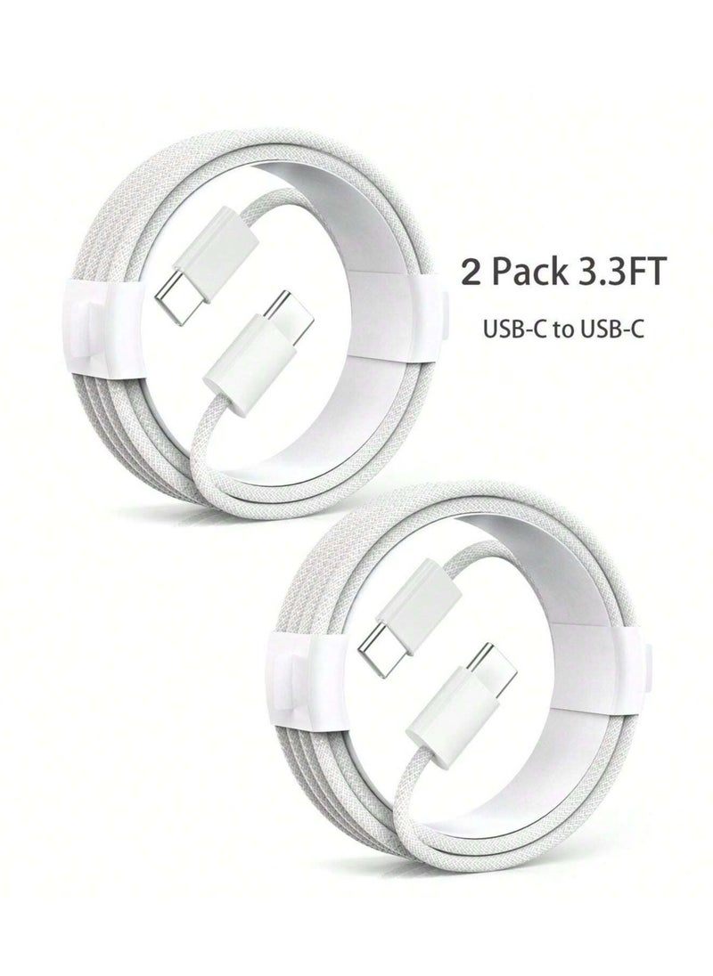 Generic - Original Fabric Fast Charging Cable USB C to USB C Apple Specifications, 2 Pieces 60W, Fast Charging Cable for iPhone 15/15 Plus/15 Pro/15 Pro Max, for Galaxy S24 S23 S22, iPad Pro, MacBook Air - Image 1