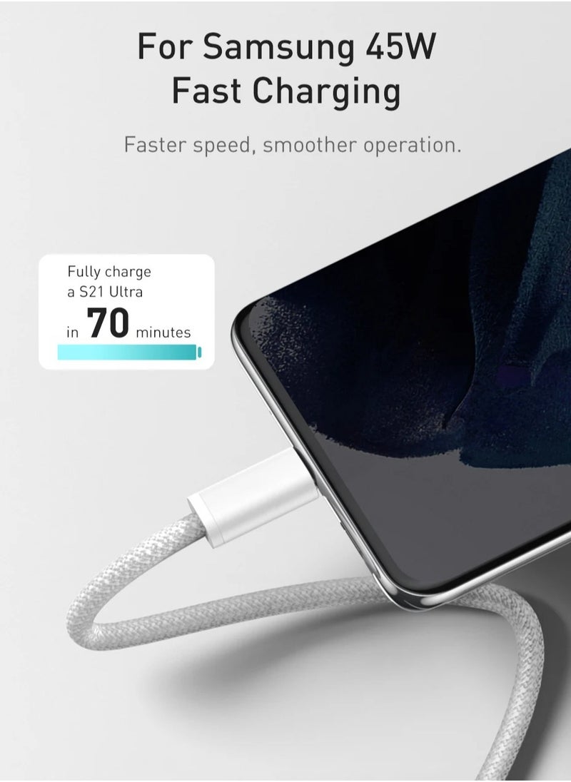 Generic - Original Fabric Fast Charging Cable USB C to USB C Apple Specifications, 2 Pieces 60W, Fast Charging Cable for iPhone 15/15 Plus/15 Pro/15 Pro Max, for Galaxy S24 S23 S22, iPad Pro, MacBook Air - Image 1